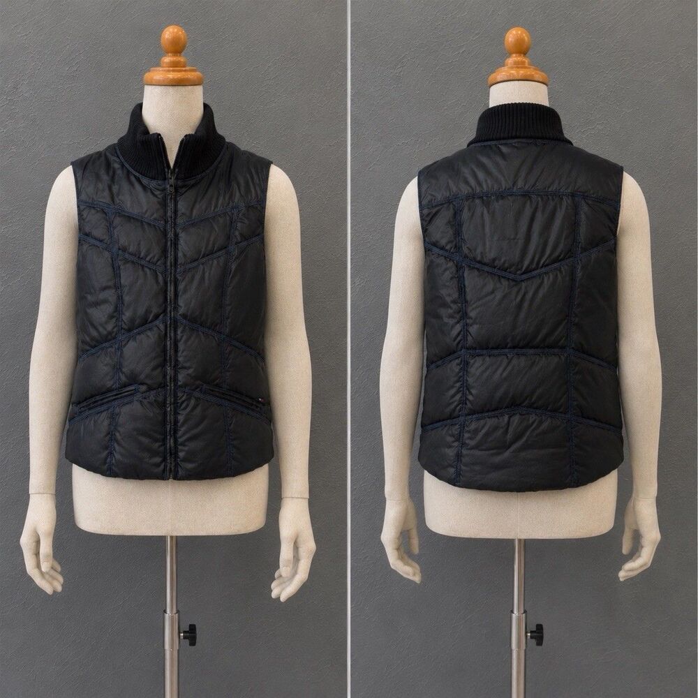 Tommy Hilfiger Black Puffer Vest Womens Large Down Filled Quilted Jacket